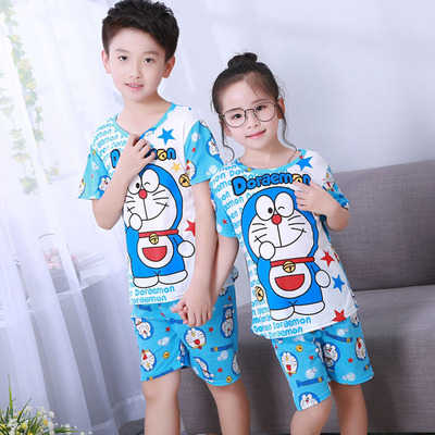 Light GreyLong sleeve children pajamas summer baby suit male girl pure cotton Spring and Autumn Thin boy Zhongda Tong leisure wear