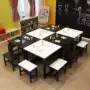. Tranh bàn học khâu trắng họp kết hợp sơn bàn mẫu giáo bàn ghế nhân viên trẻ em bàn nghệ thuật - Nội thất giảng dạy tại trường bàn học cho be lớp 1