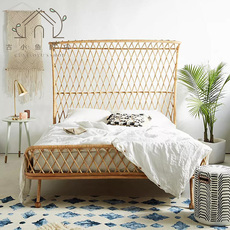 спальня из ротанга 北欧藤艺藤床东南亚民宿卧室1.8米双人床ins实木天然印尼藤编家具