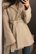 Áo khoác len nữ 2018 thu đông mới retro giản dị cà vạt dày len nhỏ phù hợp với áo khoác ngắn - Áo khoác ngắn