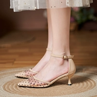 Сетчатые сандалии, нюдовая спортивная обувь на высоком каблуке, из натуральной кожи, большой размер