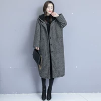 Áo khoác len nữ đội mũ, áo len trùm đầu 180 pounds cỡ lớn cho nữ mùa thu và áo len mùa đông phiên bản Hàn Quốc lỏng lẻo - Áo Hàn Quốc áo dạ nữ cao cấp