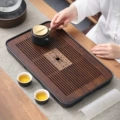 khay gỗ xếp Tre mới khay trà cho gia đình phòng khách lưu trữ đa năng hình chữ nhật lớn Kung Fu cao cấp hiện đại khay đơn giản khay gỗ khắc khay trà gỗ hương