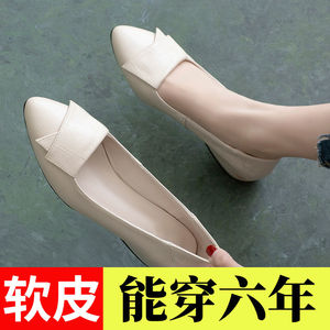 2021鞋子单鞋女鞋春秋2021新款潮真软皮平底皮鞋百搭气质工作鞋