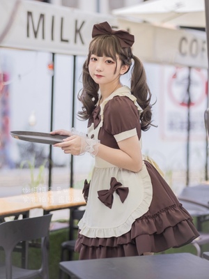 taobao agent Japanese coffee retro dress, long sleeve