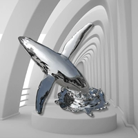 Абстрактная посадочная скульптура киты украшения соль серебряной дельфин Устройство Арт Средиземноморское Стеклянное стекло наконечник