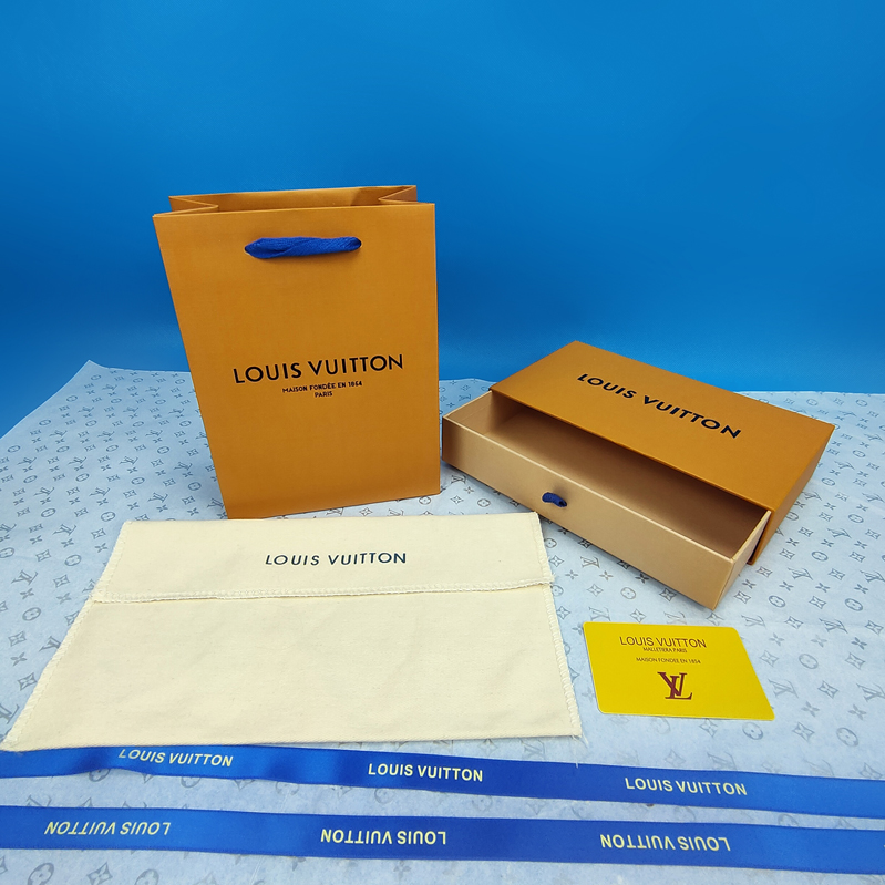 Long Wallet Box + Paper Bag + Ribbon + Card + Cloth Bagoriginal edition LV paper bag Gift bag portable Bag clothes scarf Box Bag money Jewelry box Dustproof bag packing box