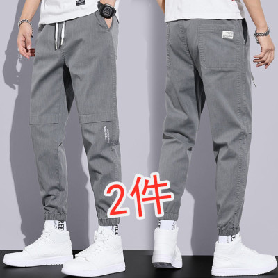 休闲裤男新款宽松百搭束脚工装裤2021春夏季青少年哈伦九分裤潮牌