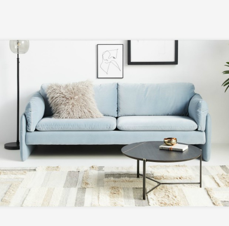 2020 bầu trời xanh vải sofa bài hiện đại tối giản đôi sofa ánh sáng sang trọng ba sofa studio sofa nhỏ - Ghế sô pha