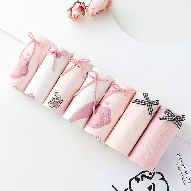214221 # & 7-Pack & Cotton Girls-66runderpants female summer ma'am Cotton girl pure cotton girl student solar system Big size No trace student Korean version lovely Sweet