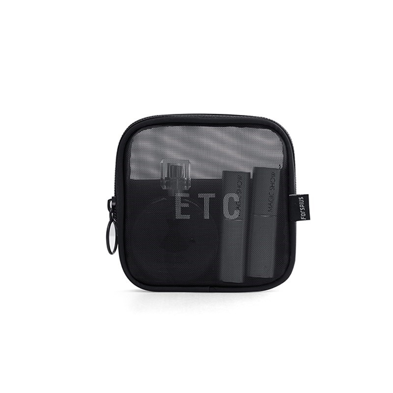Black Trumpetthe republic of korea new pattern Travelling bag trumpet Portable Storage bag With you Mini ma'am Cosmetic Bag transparent Netting Wash bag