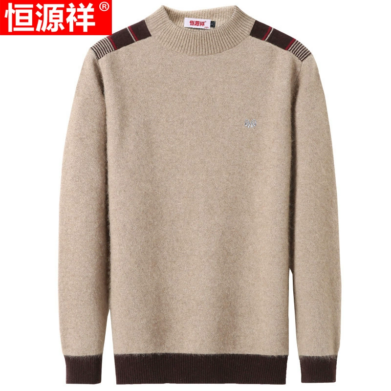 Chính hãng Hengyuanxiang 100 Áo len nguyên chất Áo len nam nửa cổ cao Áo len dày cỡ lớn Áo len cashmere Áo len ấm áp - Áo len