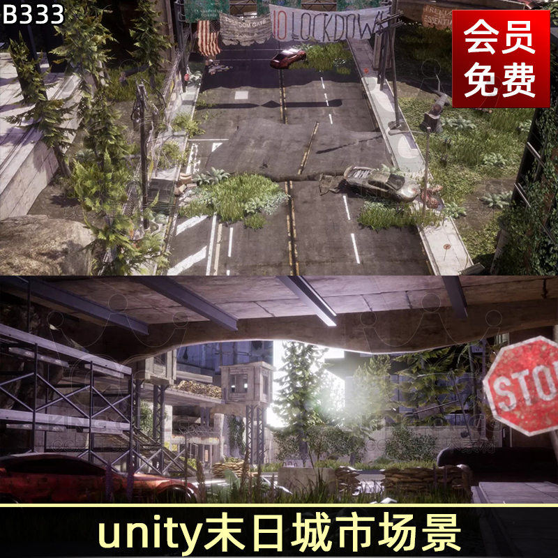 Unity3D世界末日城市场景素材包Post Apocalyptic World Pack 1.1-cg男孩