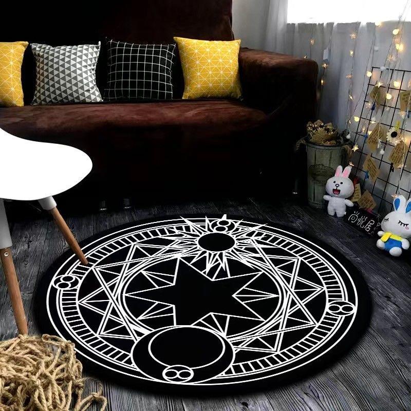 Black Magic Circlecircular Carpet mat bedroom girl ins Northern Europe household chair Cushions children non-slip Computer chair Swivel chair Mat
