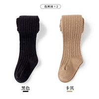 12-25 ° C пружина и осень (узор соснового листа) колготы черный+хаки [2 упаковка]