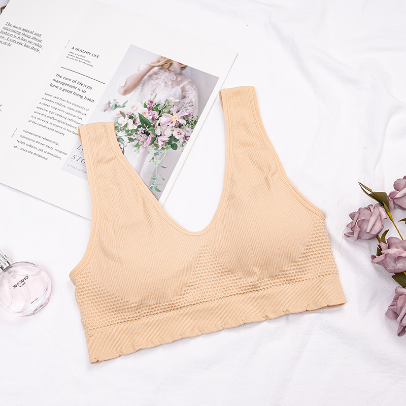 Skin Colourmom Underwear female Bras Middle aged and old people Vest style Big size summer Wireless  the elderly motion Gather together thin Bra