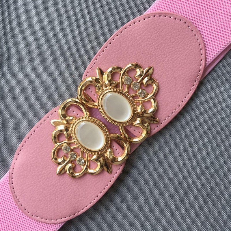Cat's Eye Pink (About 6.5Cm)Lose money impulse Loose and tight belt Women Tightness elastic force Width Waistband female Dress Fine black belt
