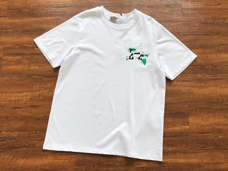 WhiteLeft chest A Letter band flower Two colors Short sleeve