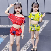 Cô gái đồ bơi chia nhỏ phù hợp với trẻ em dễ thương Cô gái Hàn Quốc thể thao trẻ em lớn bảo thủ kiểu váy quần bơi - Đồ bơi trẻ em