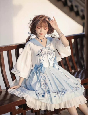 taobao agent [Full] Lolita OP Original Lolita Crane in Jiuxiaoluo temperament Elegant Chinese style two -piece suit