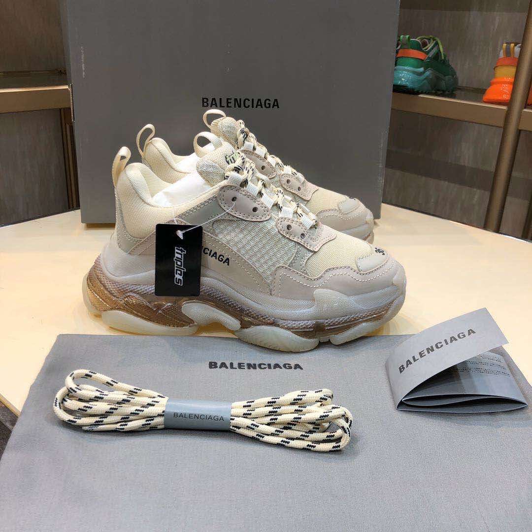Milk Tea Crystal BottomParis Triple s Daddy shoes Make old Retro gym shoes combination air cushion Crystal bottom Home B leisure time men and women shoes