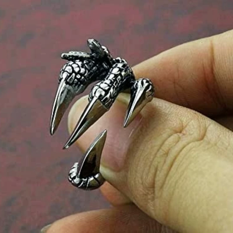 [1pcs Titanium Steel Eagle Dragon Claw Halloween Skull Ring H]