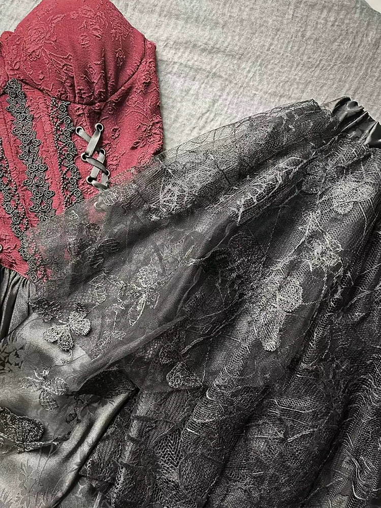 Оригинальный дизайн Tuxue Meow клетка священник готическая Лолита тёмная юбка-платье с ярджа