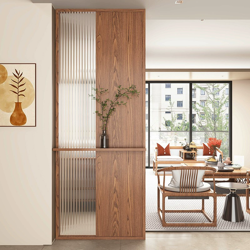 Tùy chỉnh 
            phong cách Trung Quốc mới đơn giản Changhong kính phân vùng căn hộ nhỏ phòng khách gỗ nguyên khối cửa ra vào hiên che chắn màn hình bàn thờ kết hợp vách lam 