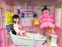 Cô gái chơi nhà phòng tắm đồ chơi thiết lập chung di chuyển búp bê tắm điện tắm nước tắm vòi hoa sen đồ chơi trí tuệ