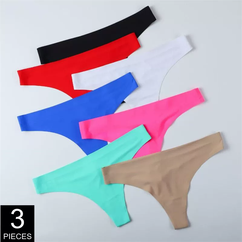 3 PCS/PACK Ice Silk Women ' SEAMLESS Underwear Solid Low Ris