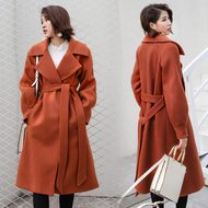 Len áo khoác nữ mùa thu và mùa đông 2018 new loose mỏng trung dài coat Lantern tay áo eo dày áo áo dạ dài nữ đẹp 2020