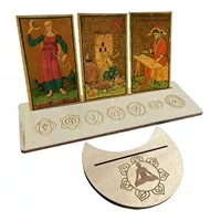 Moon Shape Wooden Rectangular Tarot Card Base Stand Witch