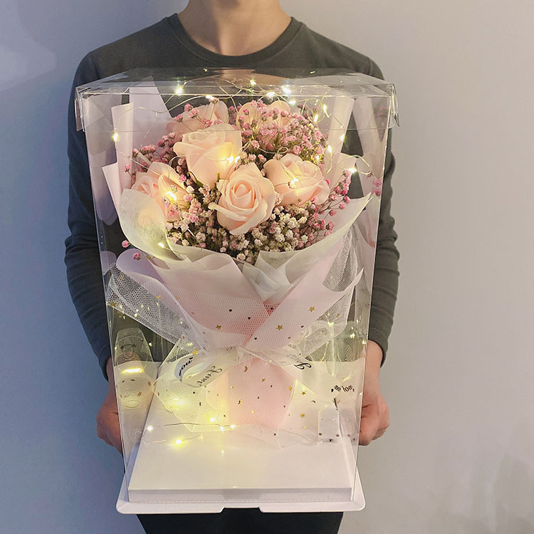 Large Pink Rose520 Bouquet  Immortal flower rose Gift box Send girlfriend confidante birthday practical Internet celebrity graduation gift