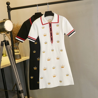 taobao agent Doll, dress, embroidery, long skirt, fitted brace, autumn, with embroidery, polo collar, bright catchy style, A-line