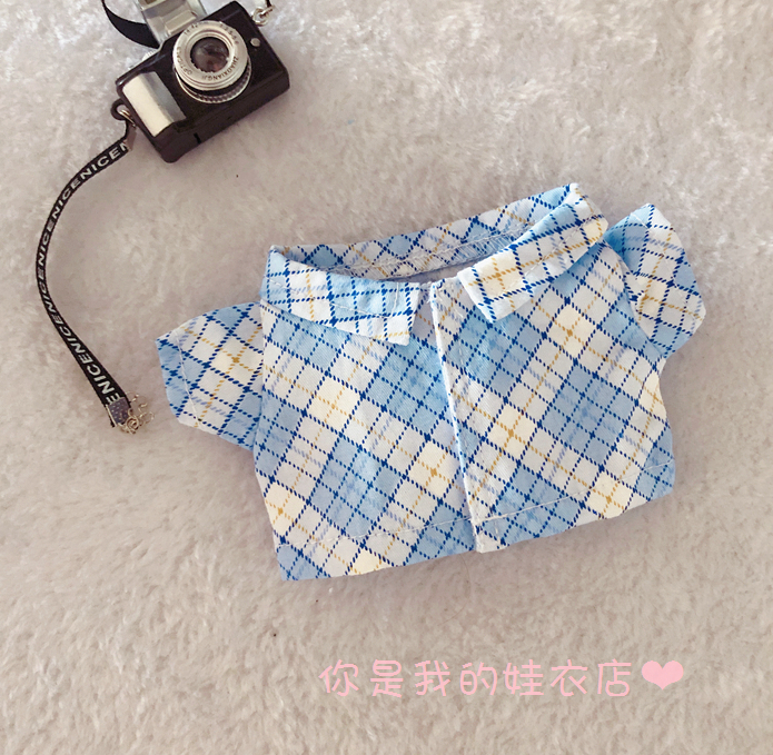 Small Blue Latticegoods in stock 20cm bjd  Floral Shirt Star Doll doll Design and color shirt