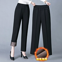 Демисезонные удерживающие тепло черные штаны для матери, для среднего возраста, свободный прямой крой
