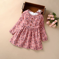 Пуховик, платье, юбка на девочку, утепленный детский осенний наряд маленькой принцессы, в цветочек, в корейском стиле, длинный рукав