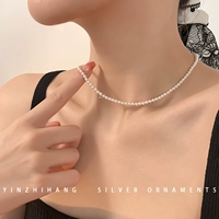 Ожерелье, расширенная цепочка до ключиц из жемчуга, небольшое дизайнерское ювелирное украшение, серебро 925 пробы, коллекция 2023, изысканный стиль, легкий роскошный стиль