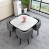 Imitation of marble square+gray cloth chair 4 chair 4 chair imitation marble square+gray cloth chair one table 4 chair