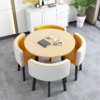 Water Quarter Round Table+Yellow and White Leather Chair 4 chairs