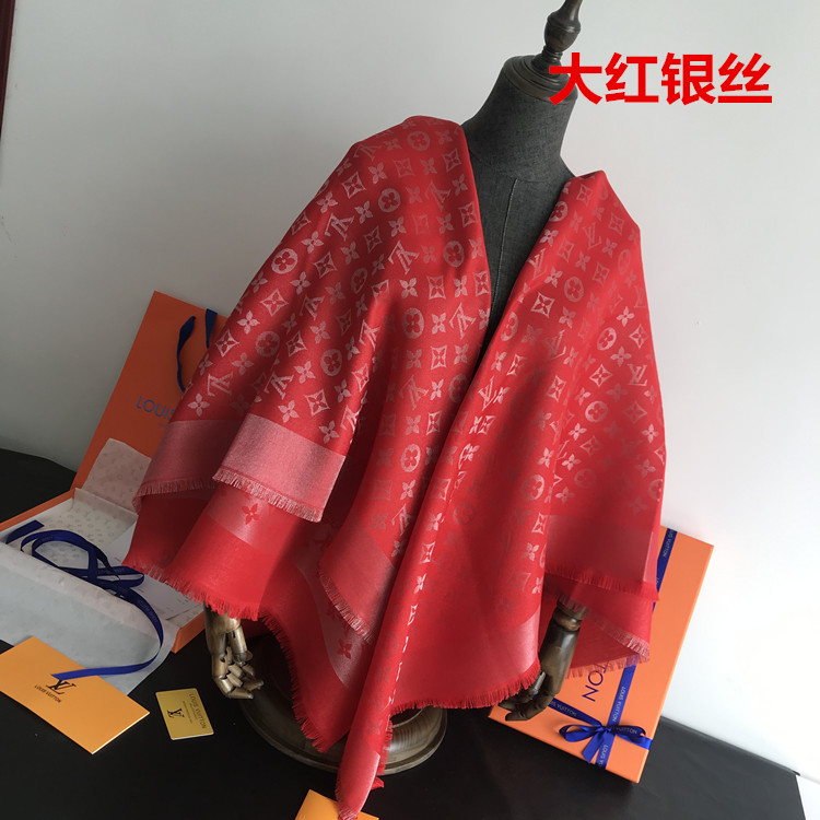 Scarlet SilverStar of the same style Classic style Denim blue Large square towel Versatile scarf Autumn and winter wool real silk Shawl two-sided Silk scarf female