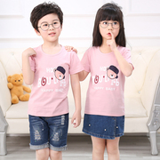 Trẻ em ngắn tay t-shirt cotton nam áo sơ mi Hàn Quốc phiên bản của dưới cùng của cậu bé lỏng mùa hè nữ 6 quần áo trẻ em 3 tuổi 5 áo mới