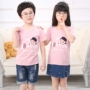 Trẻ em ngắn tay t-shirt cotton nam áo sơ mi Hàn Quốc phiên bản của dưới cùng của cậu bé lỏng mùa hè nữ 6 quần áo trẻ em 3 tuổi 5 áo mới áo thun trẻ em dài tay