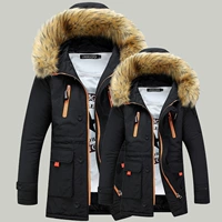 2017 vụ nổ mùa đông dày bông quần áo nam slim trùm đầu bông coat dài vài bông áo khoác 6881 áo lông cừu