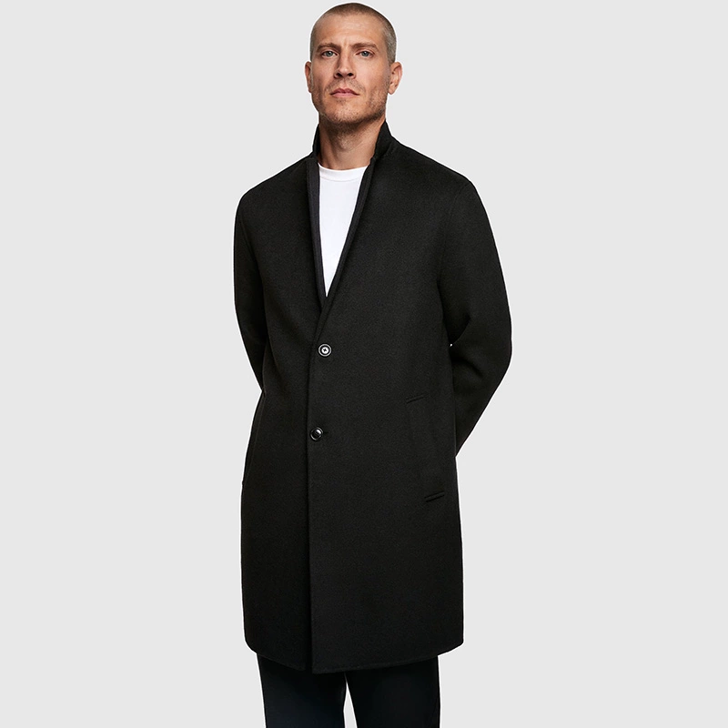 Áo khoác len trung niên và cao tuổi nam áo khoác dài hai mặt áo len cashmere áo khoác gió áo khoác cha giản dị - Áo len
