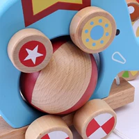 Con voi bằng gỗ kéo xe vui vẻ thiết kế con lăn toddler bò toddler tập thể dục kéo toddler toy đồ chơi thông minh cho bé 1 tuổi