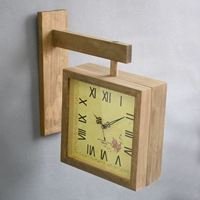 MJK сплошной древесина с двойным висящим часами квадратные часы с нордическими часами смотрит на домохозяйство современное минималистская гостиная дом