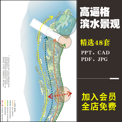 0163滨水景观设计ppt文本 水乡 滨水公园带状绿地模版素材...-1