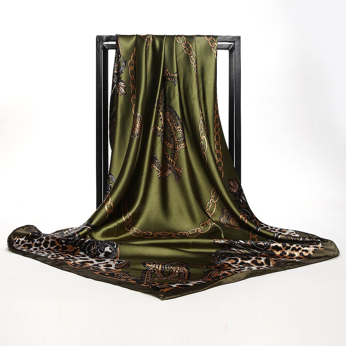 Big Square Forged Face Silk Scarf Korea Shawl European And American Scarf Wedding Goods 90cm*90cm Stylish Floral Satin Silk Scarf Shawl Hijab Pashima Bandana SSCARF20180321D244 - intl