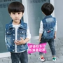 Chàng trai cao bồi vest 2018 mùa xuân và mùa thu mới bé áo mỏng phần 1-2-3 tuổi trẻ em vest Hàn Quốc phiên bản 5 thủy triều áo khoác ba lỗ có mũ bé trai
